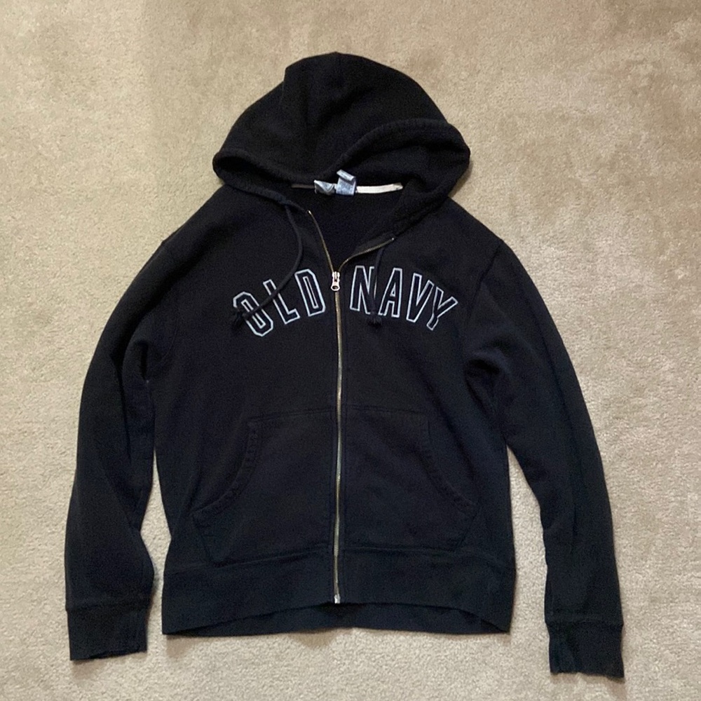 Old Navy Black Zip Up Men's Hoodie Small Vintage